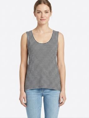 Banana Republic Striped Cotton Modal Scoop Neck Tank Top Small BR Black & White